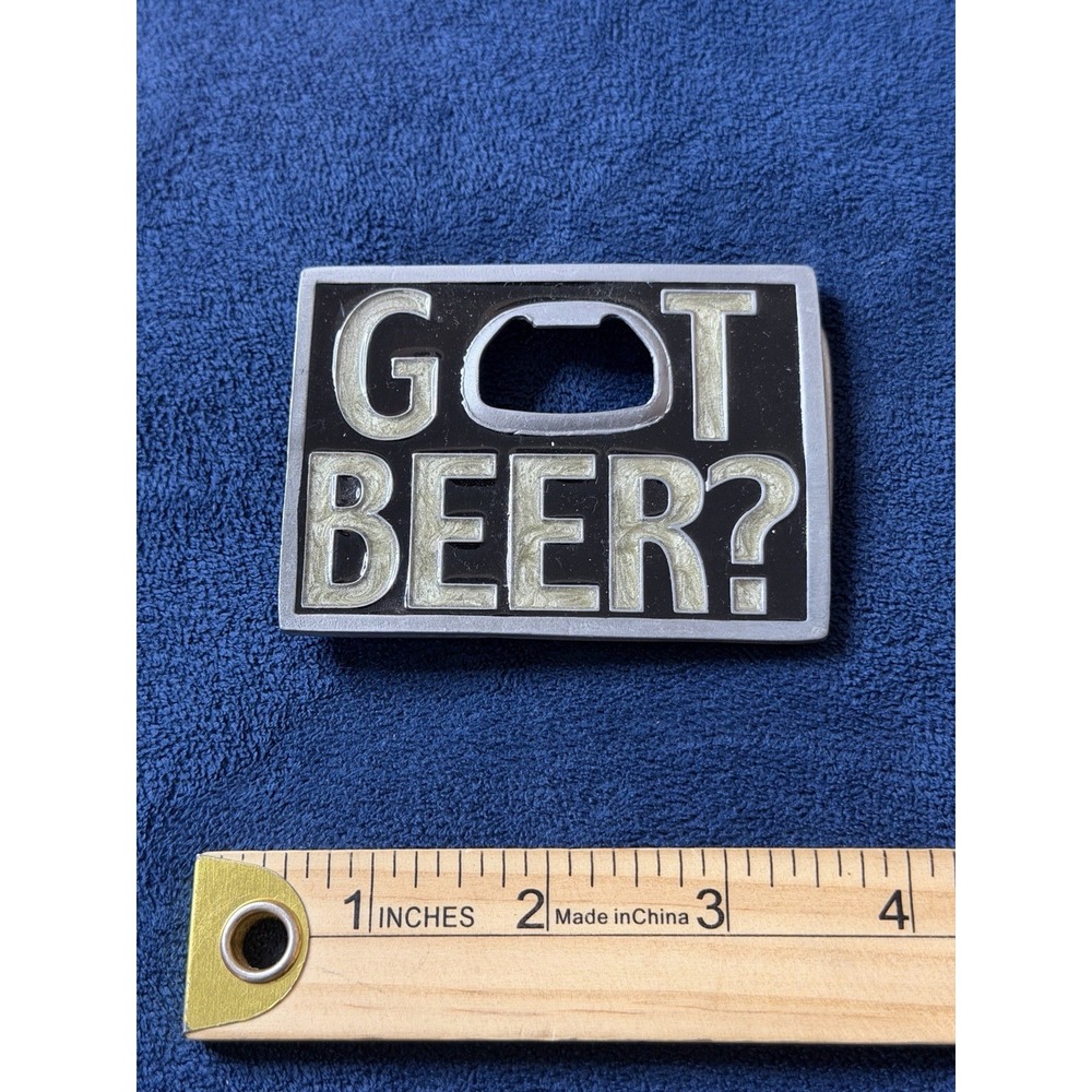 Vtg 1999 Bergamot Brass Works Belt Buckle Got Beer Built-in Bottle Opener G-259